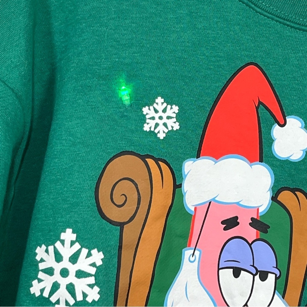 Nickelodeon SpongeBob Christmas Light Up Sweatshirt Womens Size XL Green - Picture 6 of 9